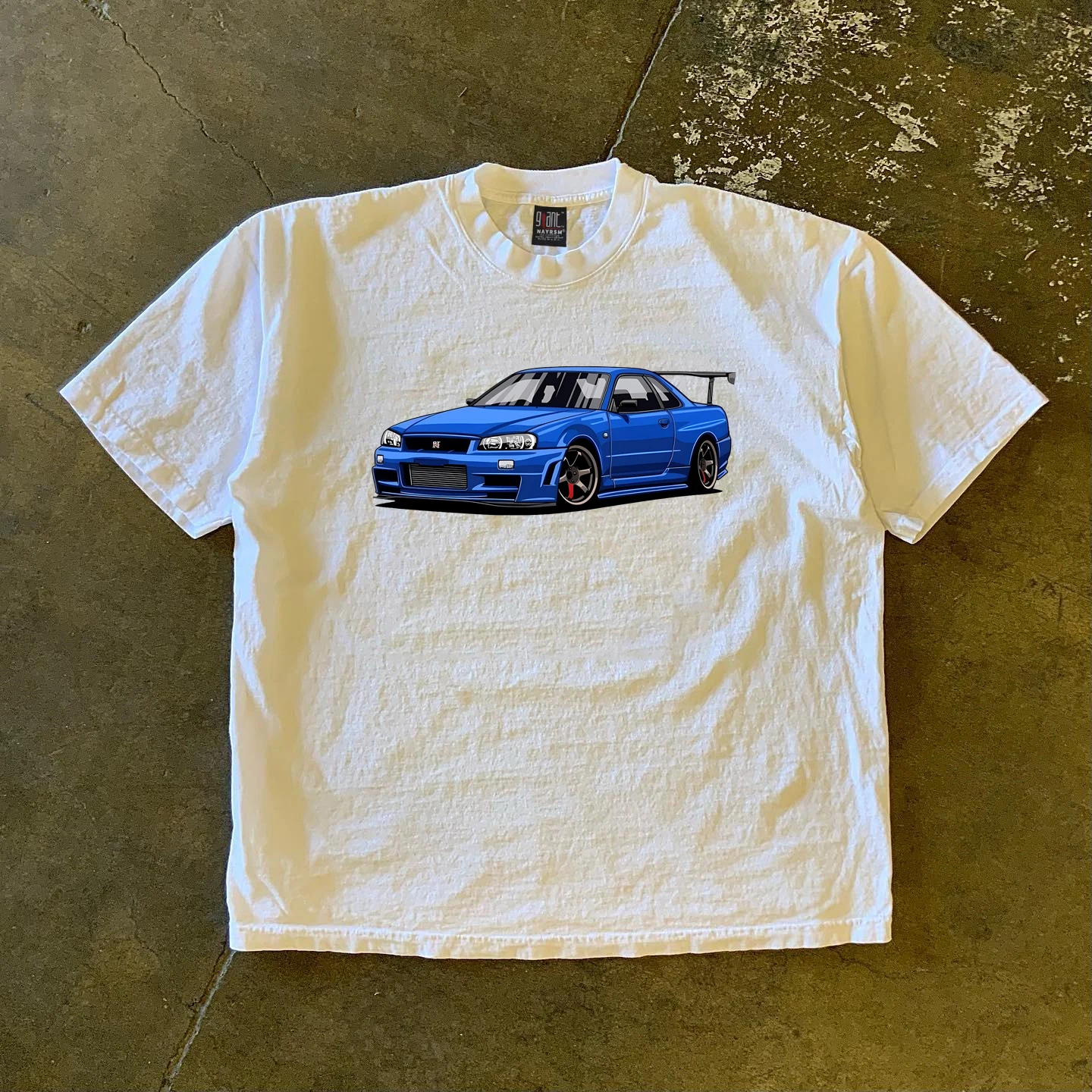 Heavyweight 260g Pure Cotton Short Sleeve T-Shirt American Street Style Car Couple Tops by Xiao Chen Story Multi