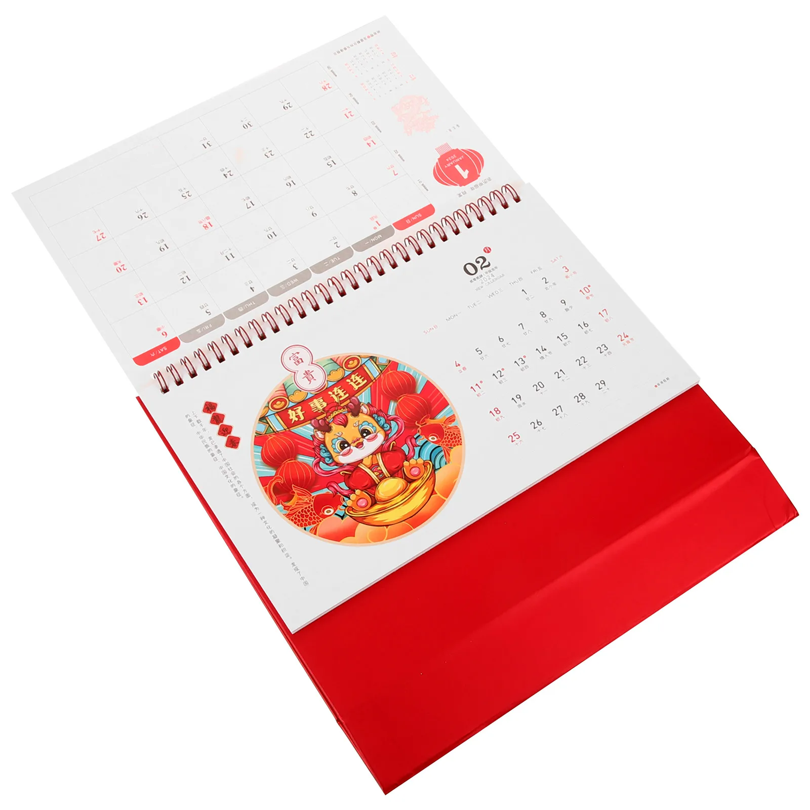 

Desktop Calendar 2024 Chinese Style Large Bronzing New Year Planner Red Manual Rotating Monthly Mini Work