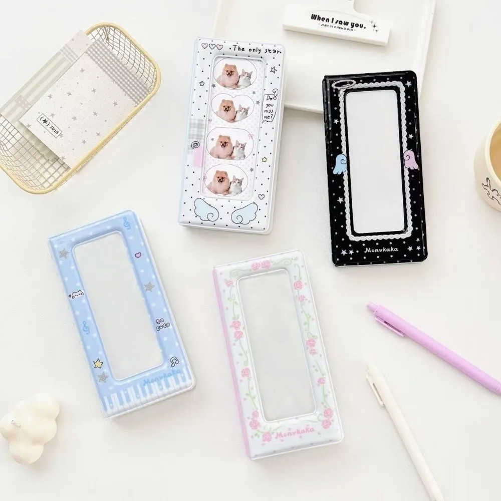 Polka Dot 4-Cut Photo Card Binder Portable Collectible Four-cut Photo Album Kpop Card Storage Booklet 2x6 Inch Photo Strips