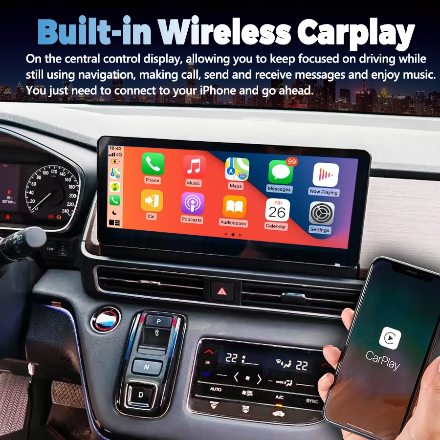 راديو سيارة لاسلكي BT GPS Carplay لهوندا أوديسي 2022 2023 2024 أندرويد 15 مشغل فيديو الوسائط المتعددة للسيارة شاشة qled 12.3 بوصة