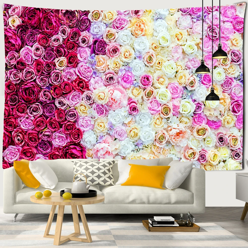 

Flower Plant Tapestry Wall Hanging Boho Hippie Flowers Style Tapestry Aesthetics Room Bedroom Art Background Cloth Home Decor