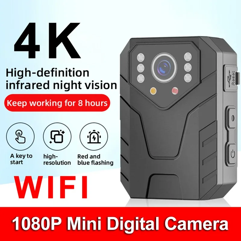 

Body Mounted Video Camera Wearable Camera 4K Clip Cameras 1080P Body Wearable Camera with Clips Portable Night Vision Motion Cam