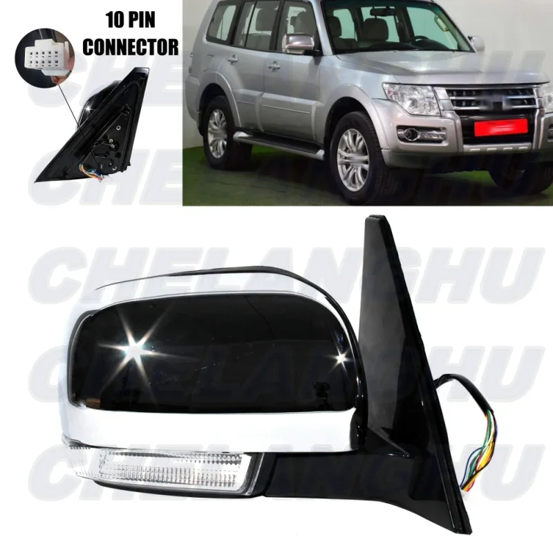 For Pajero 2006 2007 2008 2009 2010 2011 2012 2013 2014 2015 2016 2017 2018 2019 2020 2021 Right 10 Pins Chrome Painted Mirror