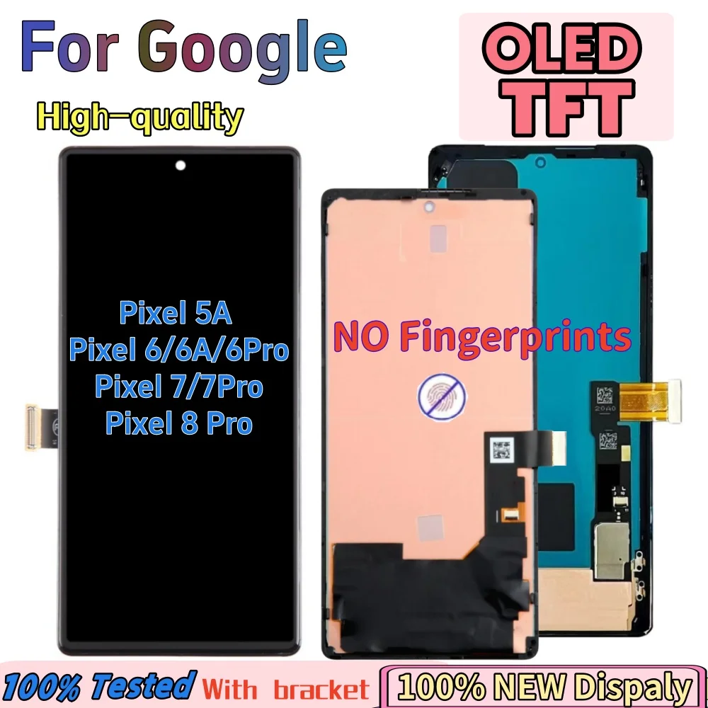 NEW OLED TFT Display For Google Pixel 5A/6A, Pixel 6/7/8 Pro LCD GLUOG, G8VOU incell Display Screen Touch Digitizer Assembly