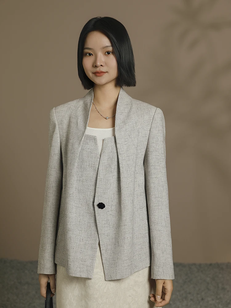 

Женский пиджак с подплечниками, оригинальный дизайн, повседневный, с длинными рукавами, цветной, с поясом, короткая верхняя одежда, цветная отделка.