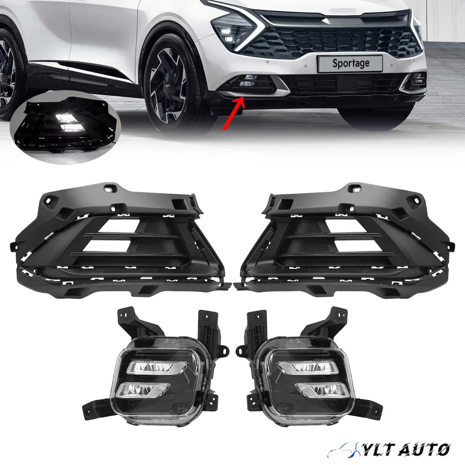 Suitable for 23-24 Kia Sportage X Line X-Pro modified special LED daytime running light fog lamp assembly