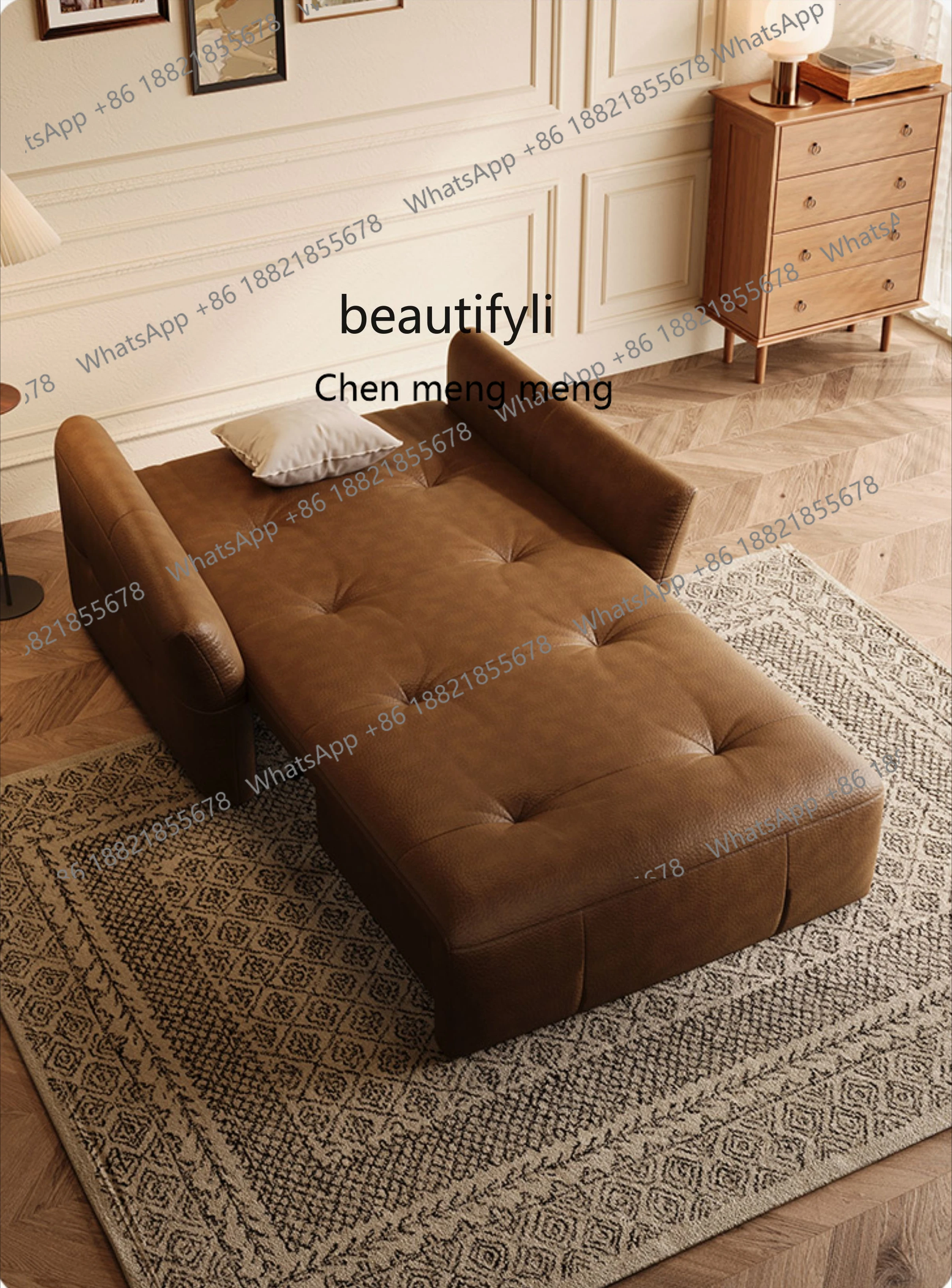 X  Retro electric sofa bed, study foldable retractable living room multi-functional dual-purpose single double small apartment