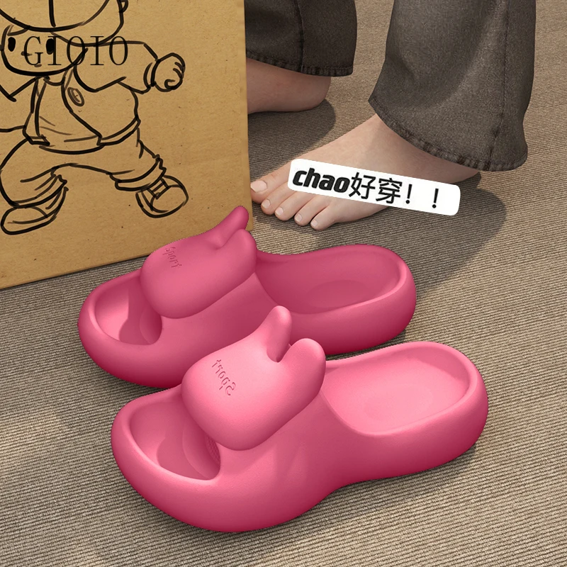 GIOIO Summer Soft Shoes Cloud Slippers Indoor Mute Bathroom Anti-slip Slide Eva Beach Flip Flops Men Ladies Leisure Sandals
