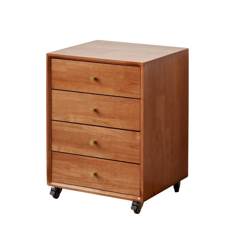 Solid wood file cabinet Simple removable storage Four chest cabinets Desk lower drawer cabinet Study bedside table with wheels