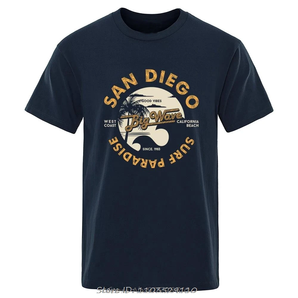 San Diego Surf Paradise, West Coast Of California Men T-shirt Loose Cotton T Shirt Breathable Oversize Casual Tees Tshirt