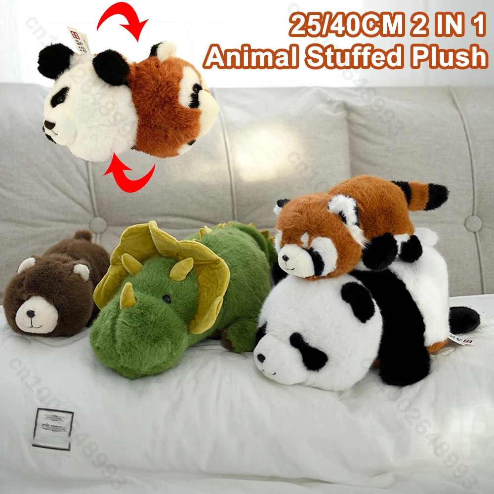 

25/40CM 2 IN 1 Animal Stuffed Animal Soft Plush Animal Plush Raccoon Koala Bear Panda Stuffed Plush Soft Pillow Can Transform
