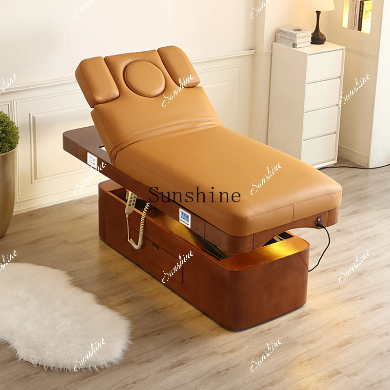 Electric beauty massage bed Solid wood box frame constant temperature latex mattress  TF