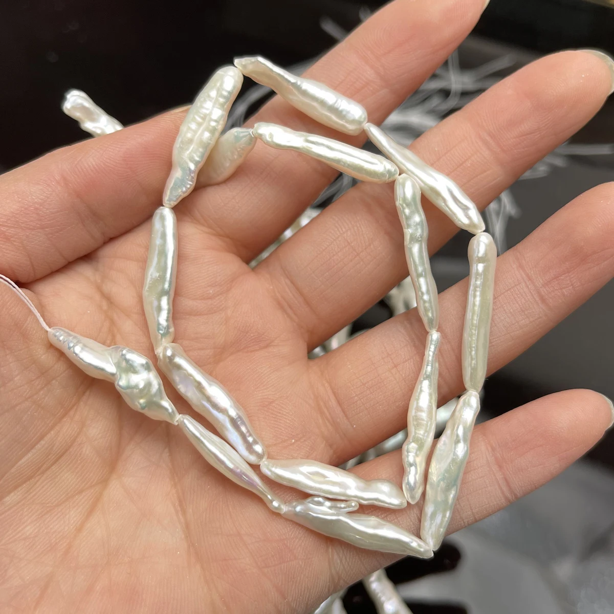 5x25mm Natural Freshwater White Pearl Pipa Irregular Loose Beads for DIY Jewelry Making Necklace Earring Bracelet Women Gift