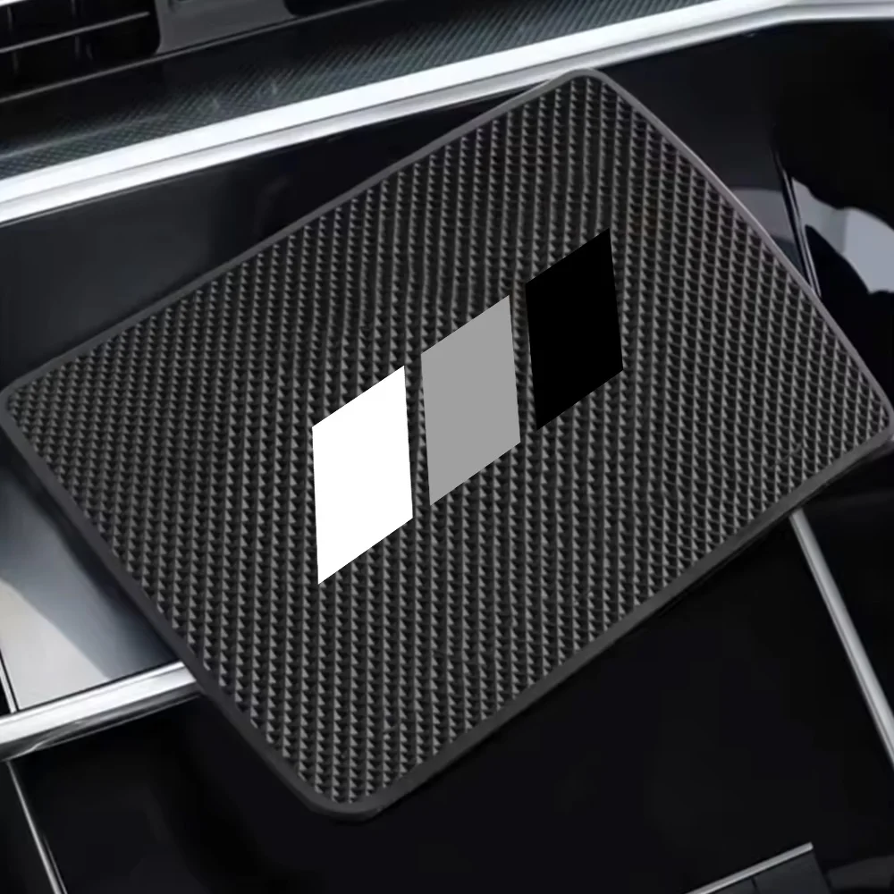 Car Anti-Slip Mat with Diagonal Lines in White, Gray, and Black, Phone and Key Storage Rack, Dashboard Adhesive Magic Mat, Center Console Storage Mat, Car Interior Accessories