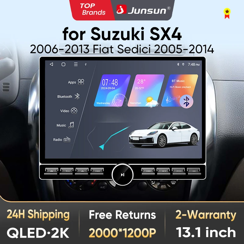Image of Junsun 13,1″ QLED Wireless CarPlay Android Auto Autoradio für Suzuki SX4 Fiat Sedici 2005-2014 Intelligente Systeme DSP SWC RDS