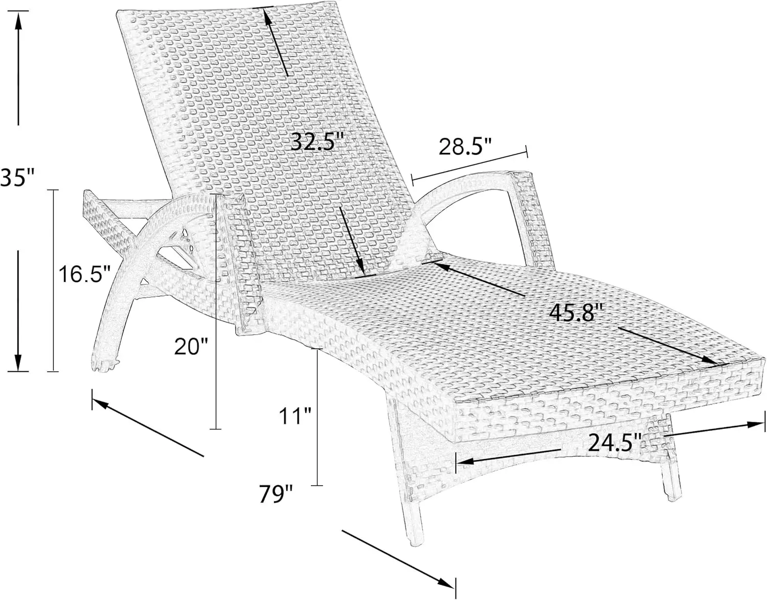 Aluminum Outdoor Chaise Lounges with Quick Dry Foam Padded, Adjustable Wicker Patio Reclining Lounge Chairs with Wheels and Armr