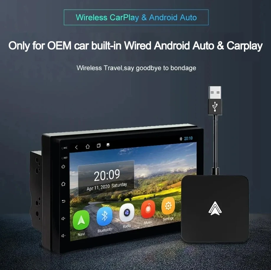 2 in 1 Mini Carplay & Android Auto Box Dongle Wired To Wireless For Benz Audi Toyota Mazda Nissan Chevrolet Suzuki Kia Ford etc.