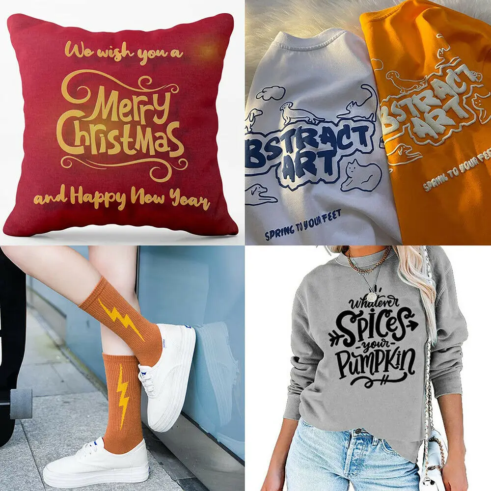 Puff Heat Transfer Vinyl HTV 6 Assorted Colors 3D Puff Film Designs Hot Press Tshirt Hat Garment DIY For Compatible with Cut