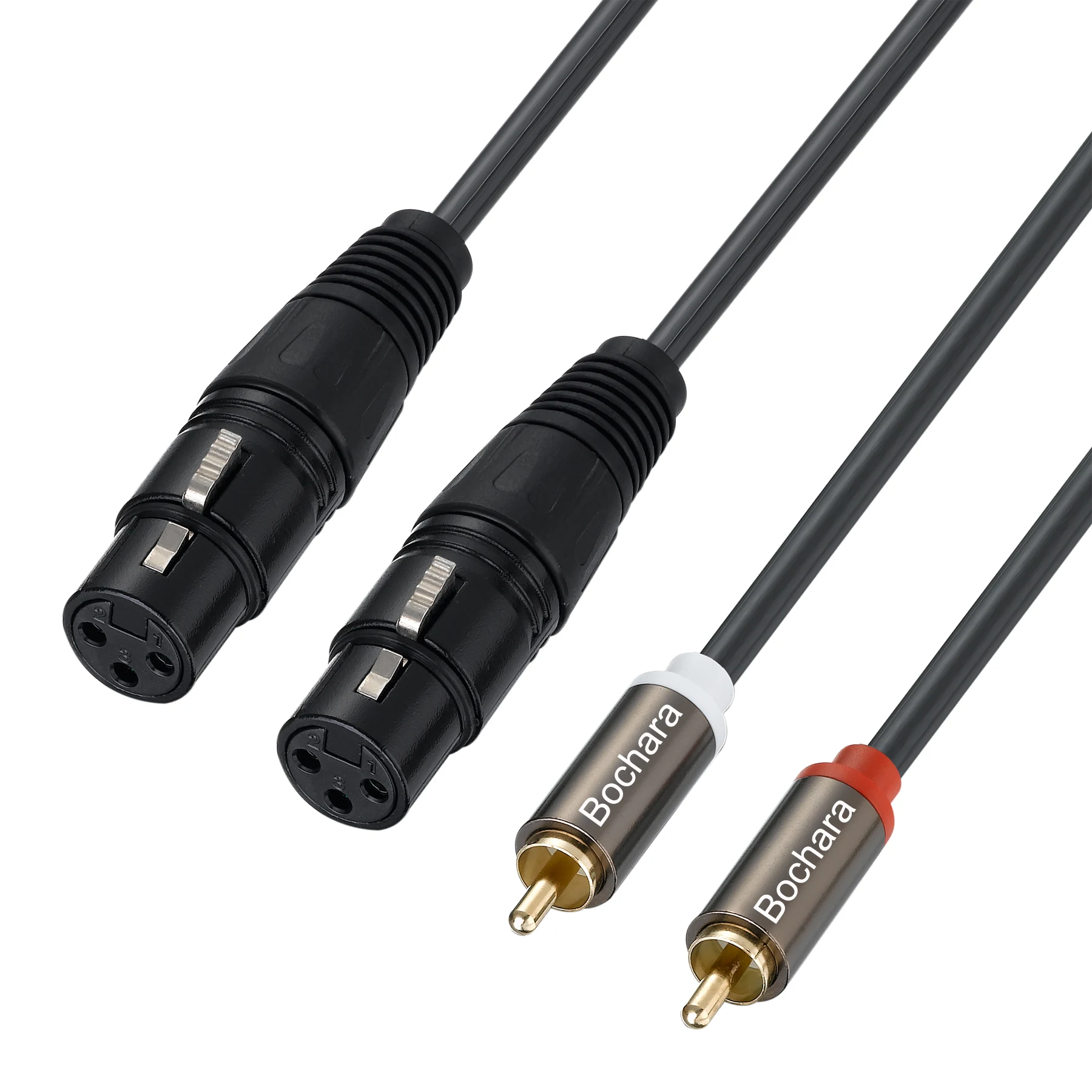 Bochara 2RCA to Dual XLR Female OFC  Audio Cable Shielded For Amplifier Mixer Speakers 1.5m 3m