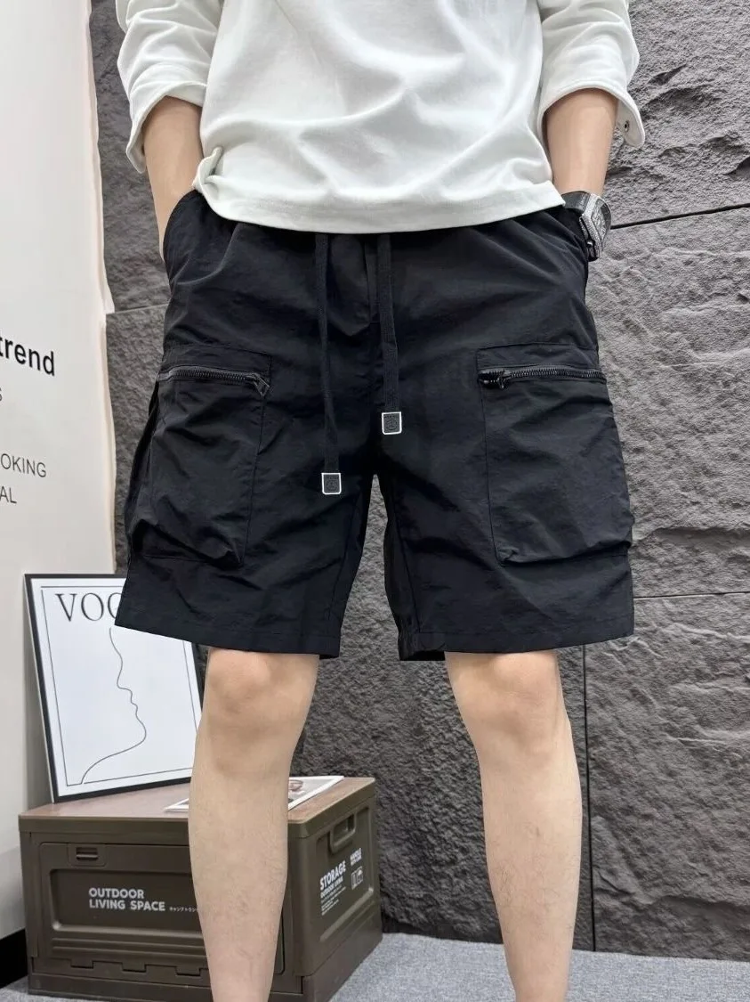 Men's Workwear Short Pants Summer American Style Multi-Pocket Five-Quarter Ice Silk Quick-Dry Sports Casual Pants 2026 New