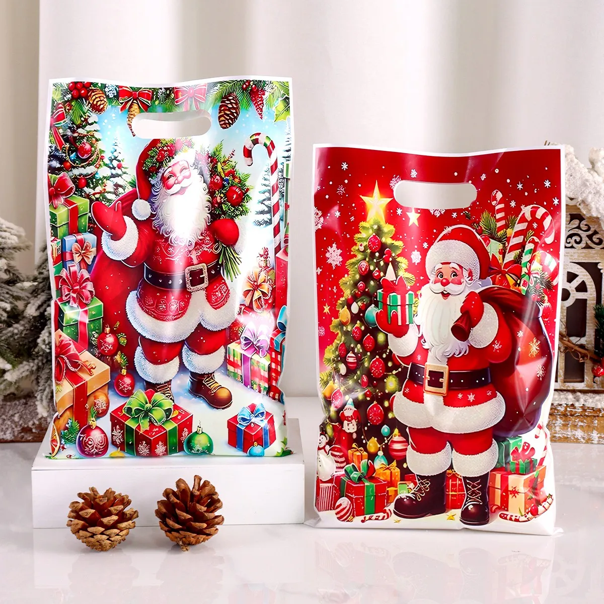 50 Stück Weihnachtsgeschenktüten Weihnachtsmann Tragetaschen Weihnachtsdekoration für Zuhause 2025 Geschenkverpackungsbeutel Navidad Natal Neujahr 2026 – Detail 2