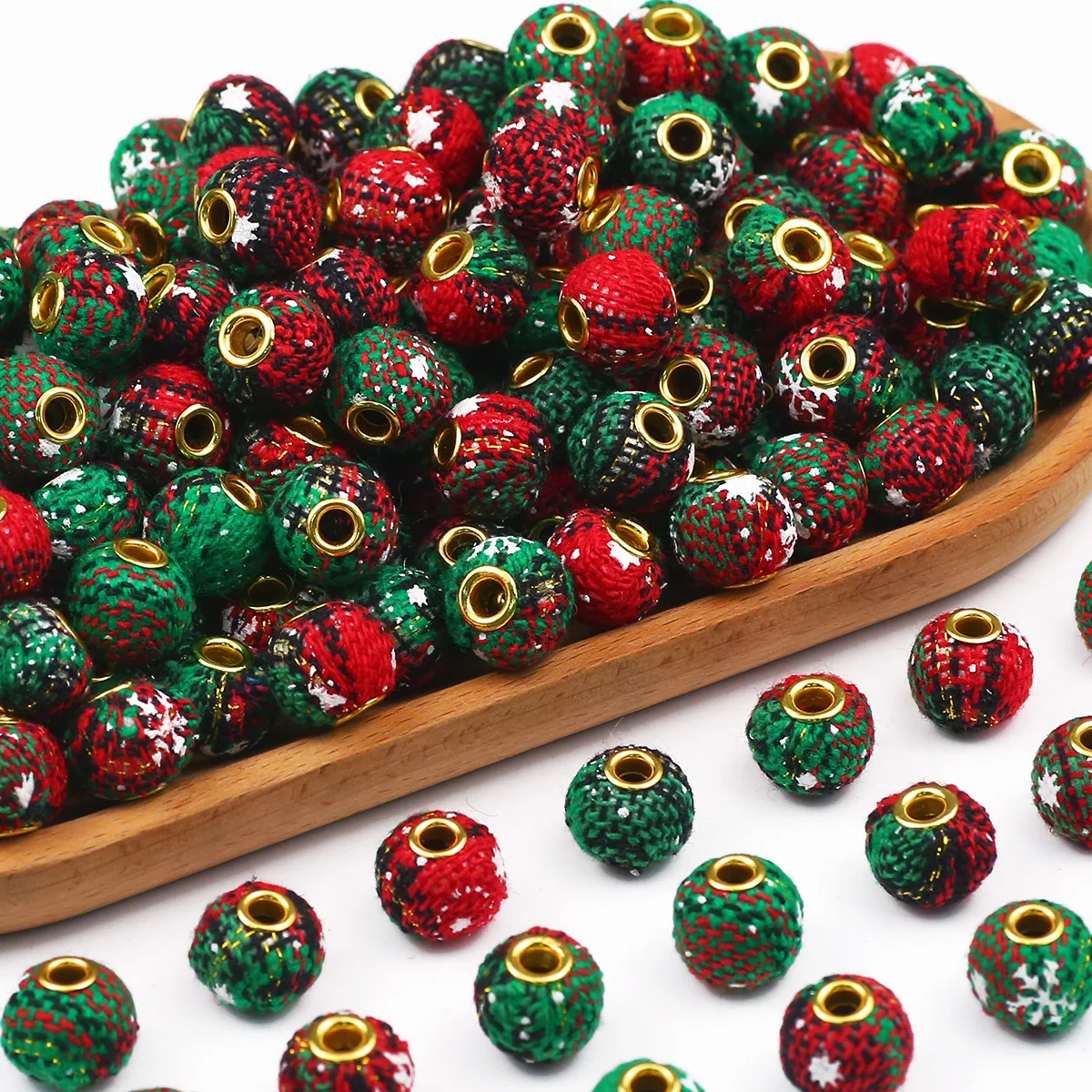 15mm Weihnachtsstern Rot Gerade Loch Grün Handgemachte DIY Schmuck Machen Perlen Lose Perlen Armband Zubehör