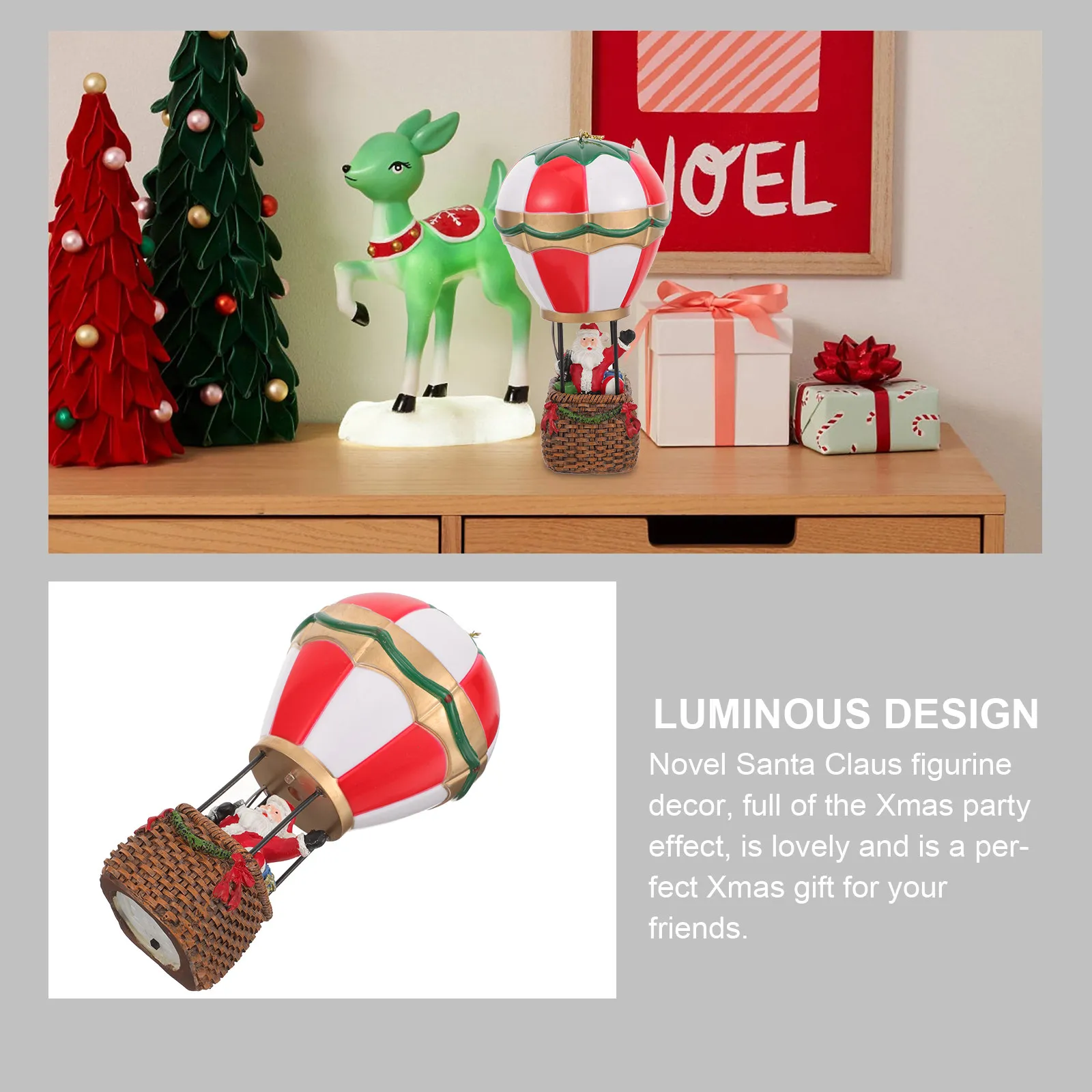 手作りのレジン製サンタクロースのナイトライト。クリスマスデコレーション、光る装飾品、クリスマス卓上ランプ。お祭り気分を盛り上げる、ご家庭やオフィスに最適なアイテム。