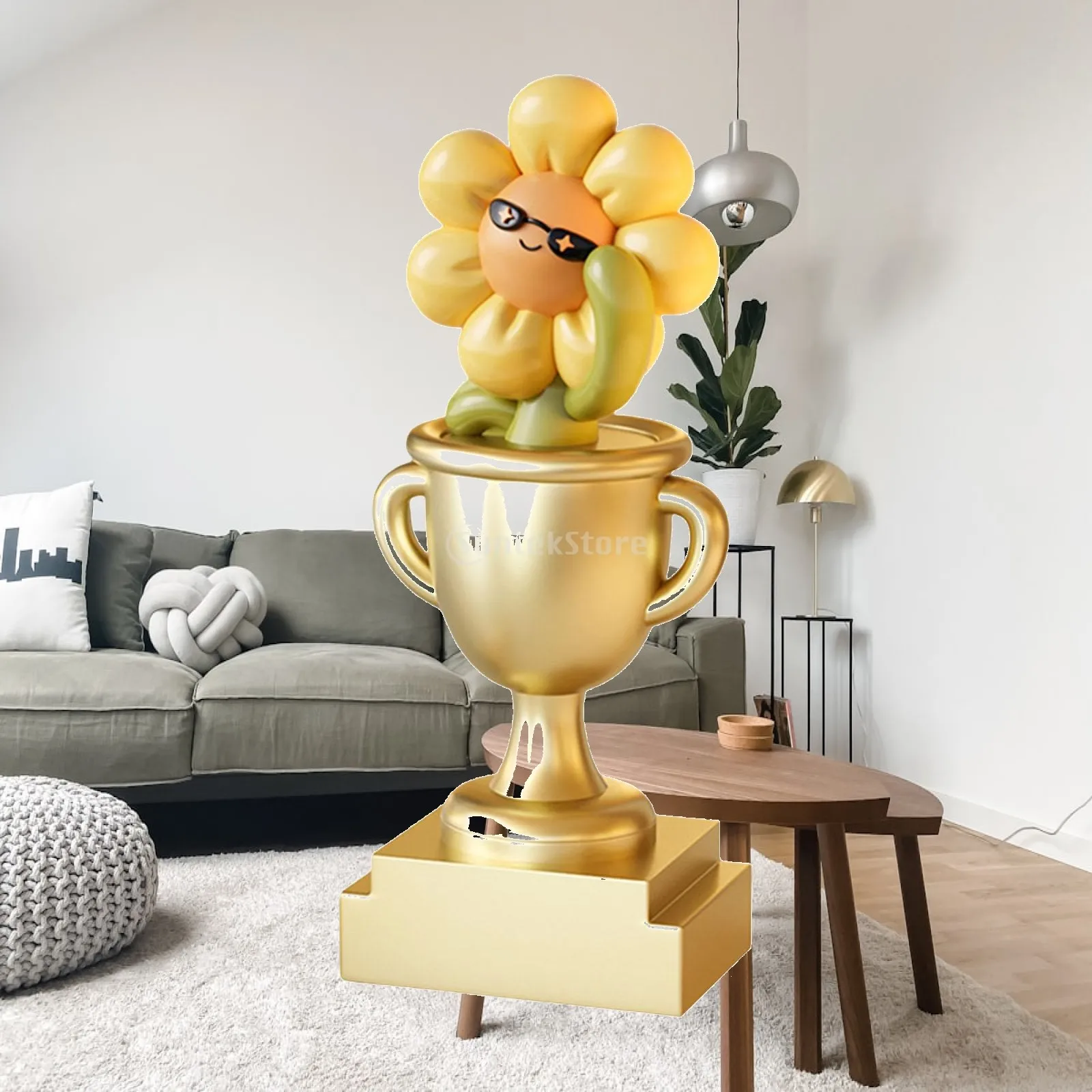 Cute Trophy Cup Figurine Resin Cartoon Statue Tabletop Decoration Winner Award Ornament Collectible for Game Supplies Classroom