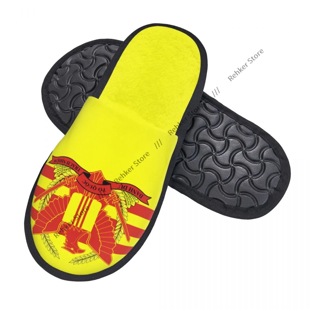 War Flag Of South Vietnam Indoor Slippers Furry Slipper Winter Home Shoes House Flat Closed Toe Slides Flip Flops