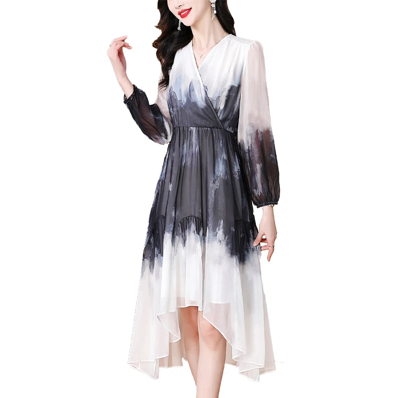 Printemps Occasion formelle soie luxe robe mi-longue femmes Vintage Hepburn plage Boho robe 2025 été élégant décontracté fête robes