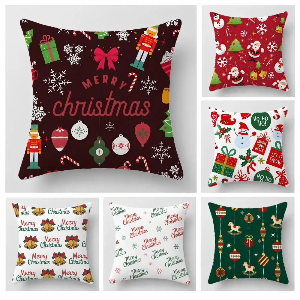 cute Jingle bell Cushion Cover Short Plush Pillowcase, Sofa Bedroom Home Decor, Ideal Holiday Gift