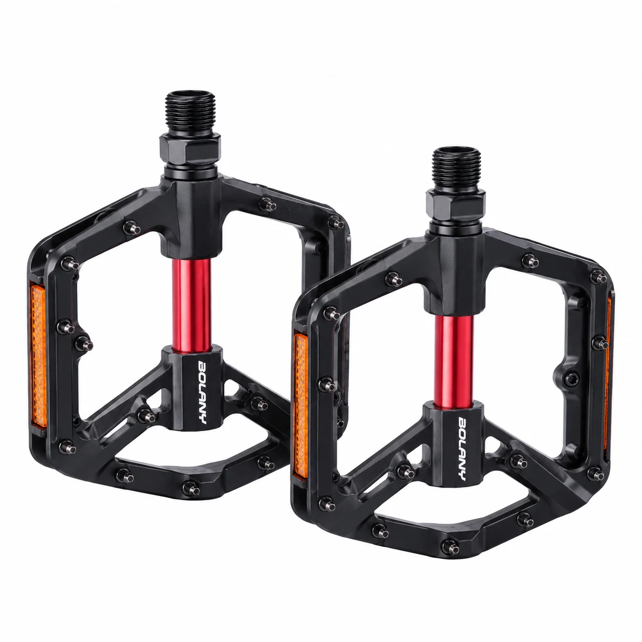 BOLANY Nylon Fiber Bike Pedals Lightweight Wide Platform Anti-Slip Bearing Pedals with Reflectors for MTB Road Mountain Bike