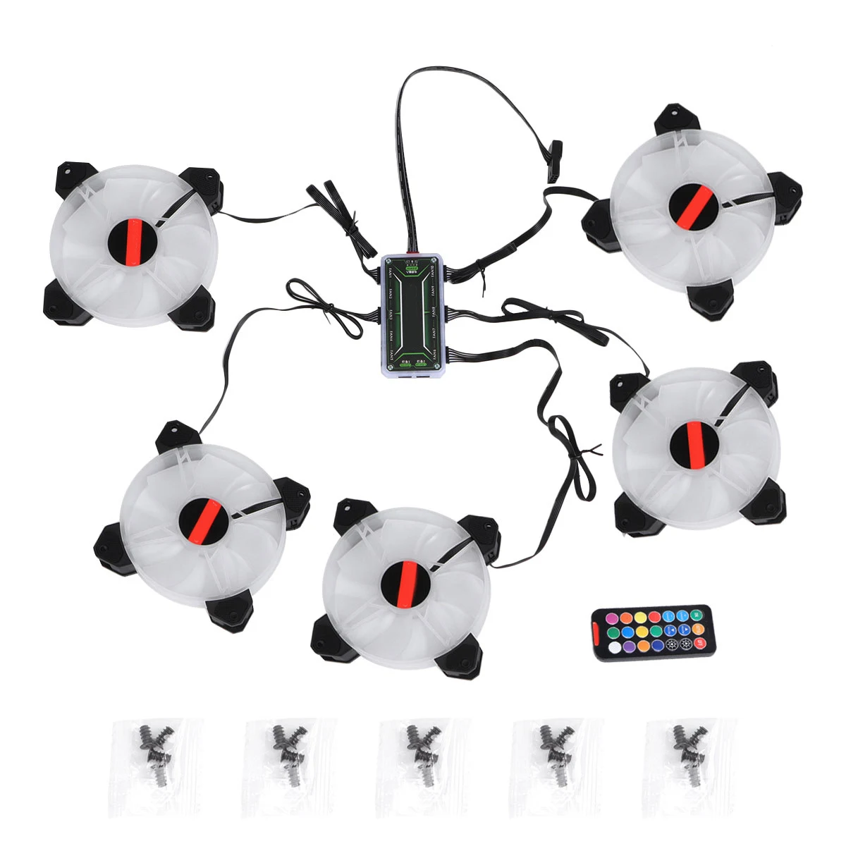 

5pcs Adjustable Computer Cooling Fan Quiet RGB Fan PC Case Fan Cooler RGB Cooler Fans for Computer Cooler with Standard Co