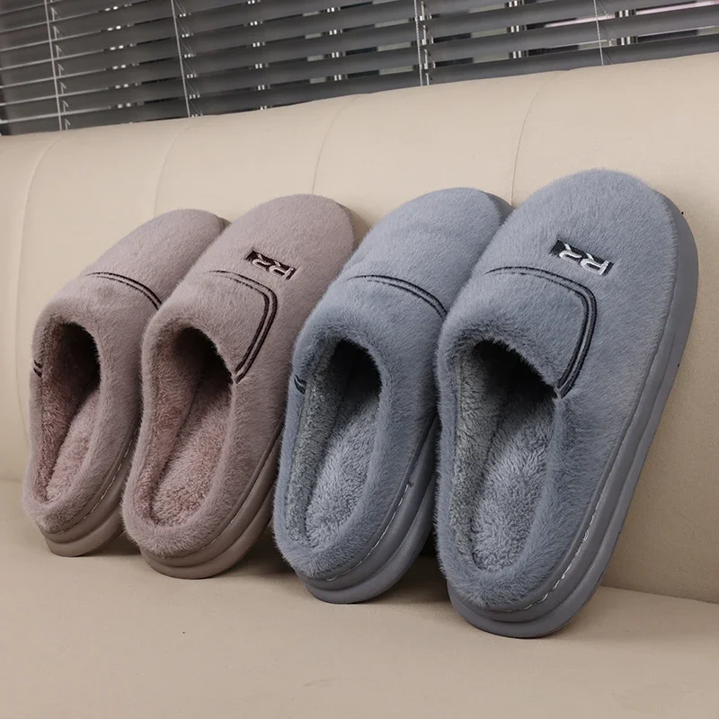 Moda inverno quente carta chinelos de algodão masculino casa interior casual antiderrapante sola macia envoltório dedos dos homens slides sapatos plataforma