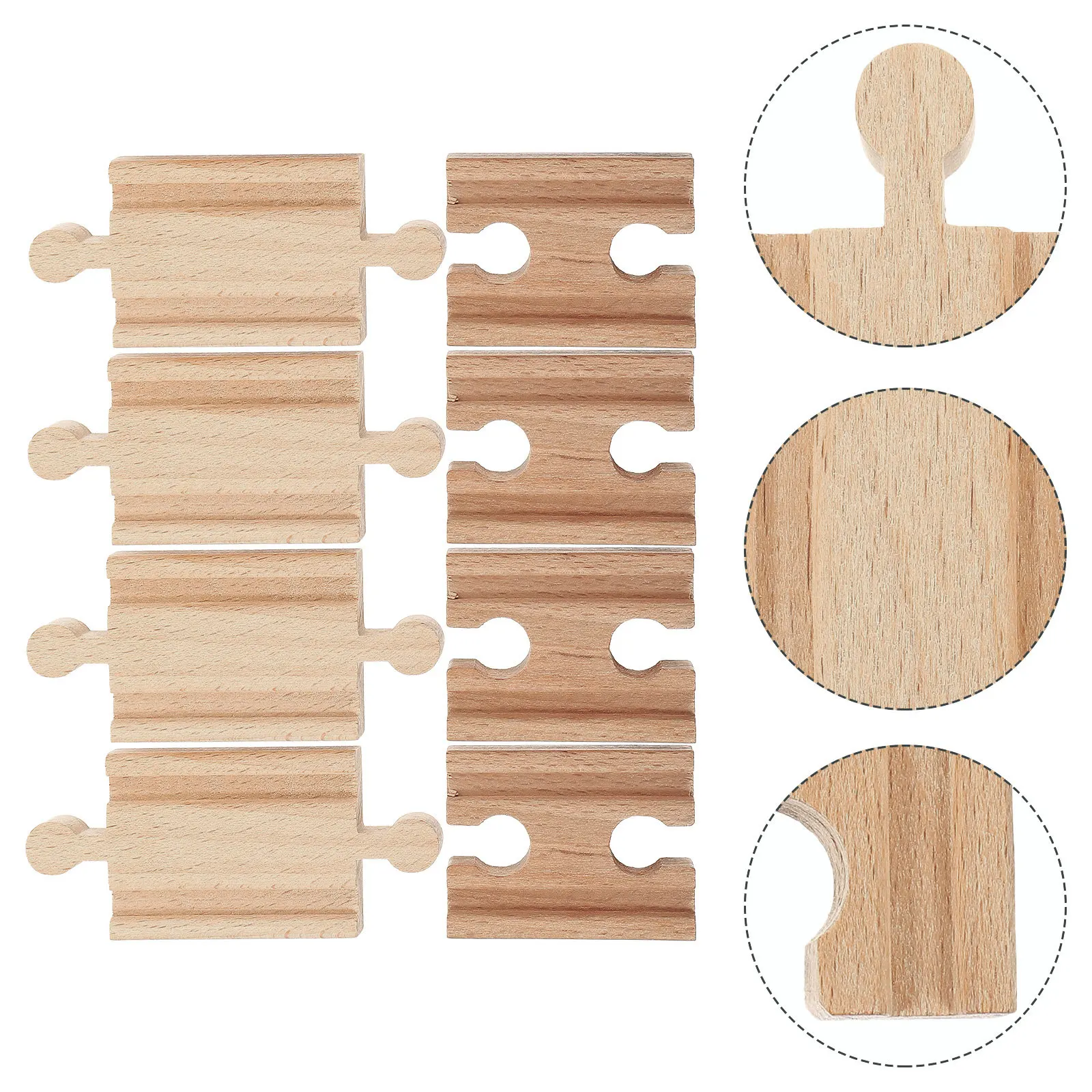 

8Pcs Wooden Train Track Expansion Set Premium Smooth Edges Safe for Kids Compatible with Major Brands Educational Railway Play