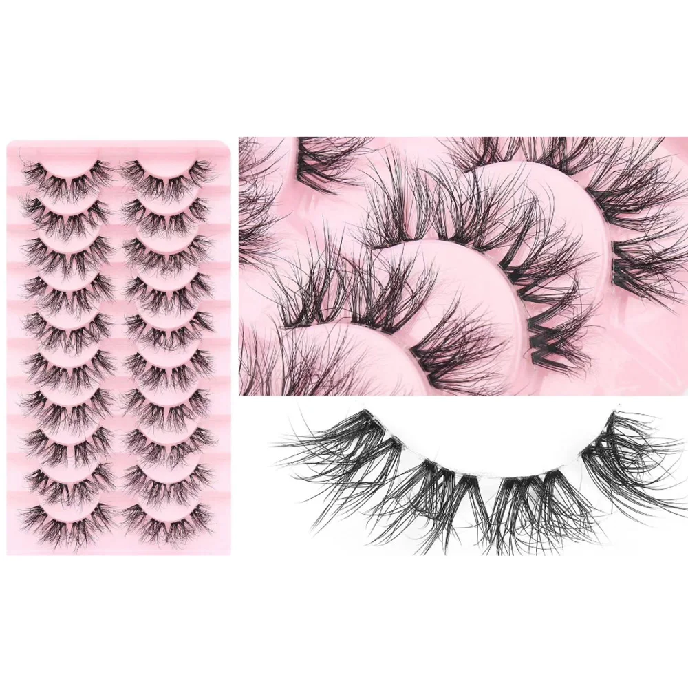 10 أزواج رائجة البيع الرموش الصناعية الطبيعية مانغا سميكة شريط كامل رموش اصطناعية تمديد حجم رمش ماكياج ملحق