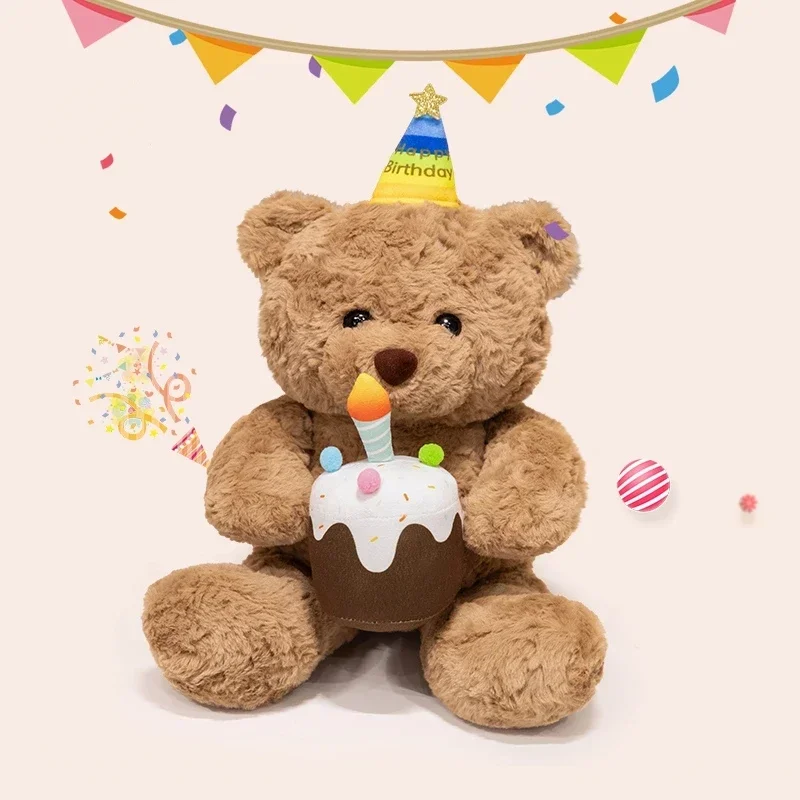 محبوب كعكة الدب ألعاب من نسيج مخملي محشوة الحلوى Bowknot الدب وسادة Kawaii عيد ميلاد شمعة كعكة الطرف الديكور الإبداعية هدية