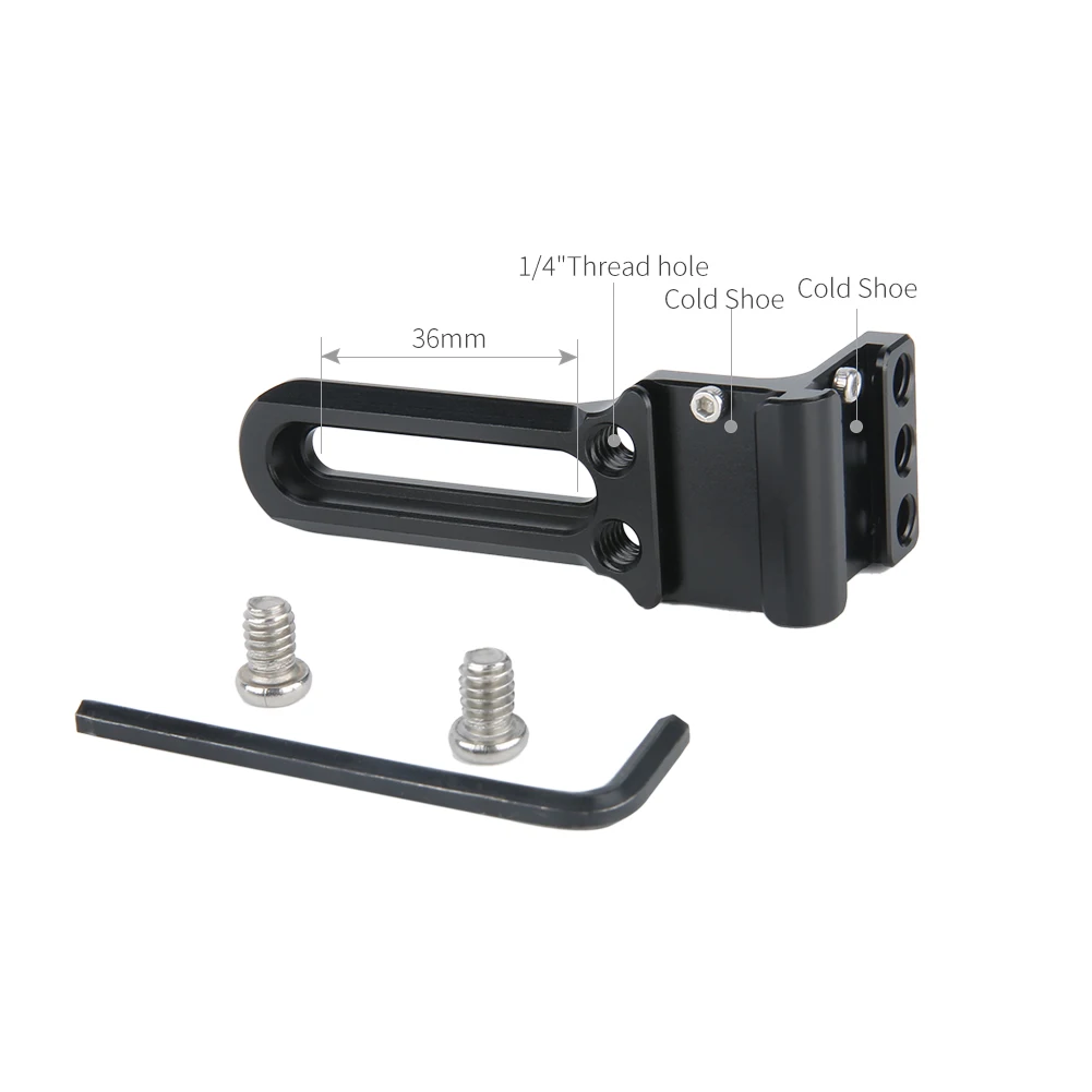 NICEYRIG Right Angle Dual Cold Shoe Mounts Bracket, Cold Shoe Extension Bar with Quick Release NATO Rail