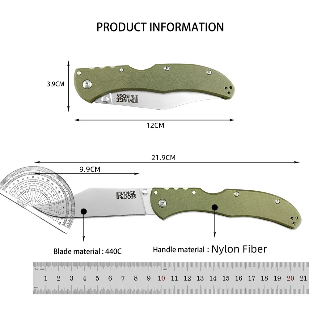 Pocket Range Boss Folding Knife 440c Blade Nylon Fiber Handle Outdoor Hunting Survival Knives Tactical Military EDC Utility Tool