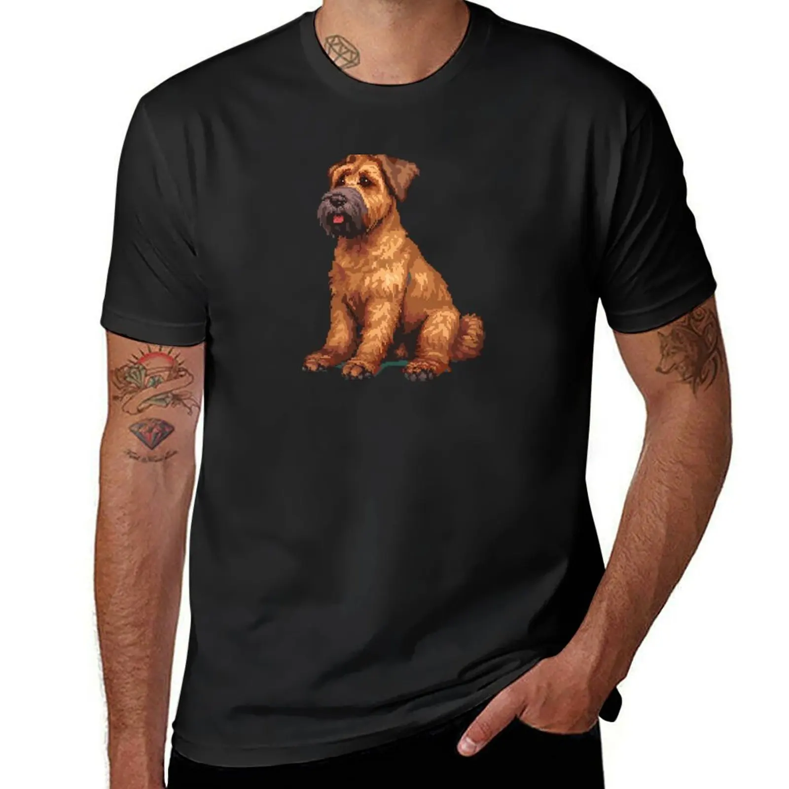 16-bit Pixel Art Soft-coated Wheaten Terrier T-Shirt heavyweights boys whites vintage clothes T-shirt men