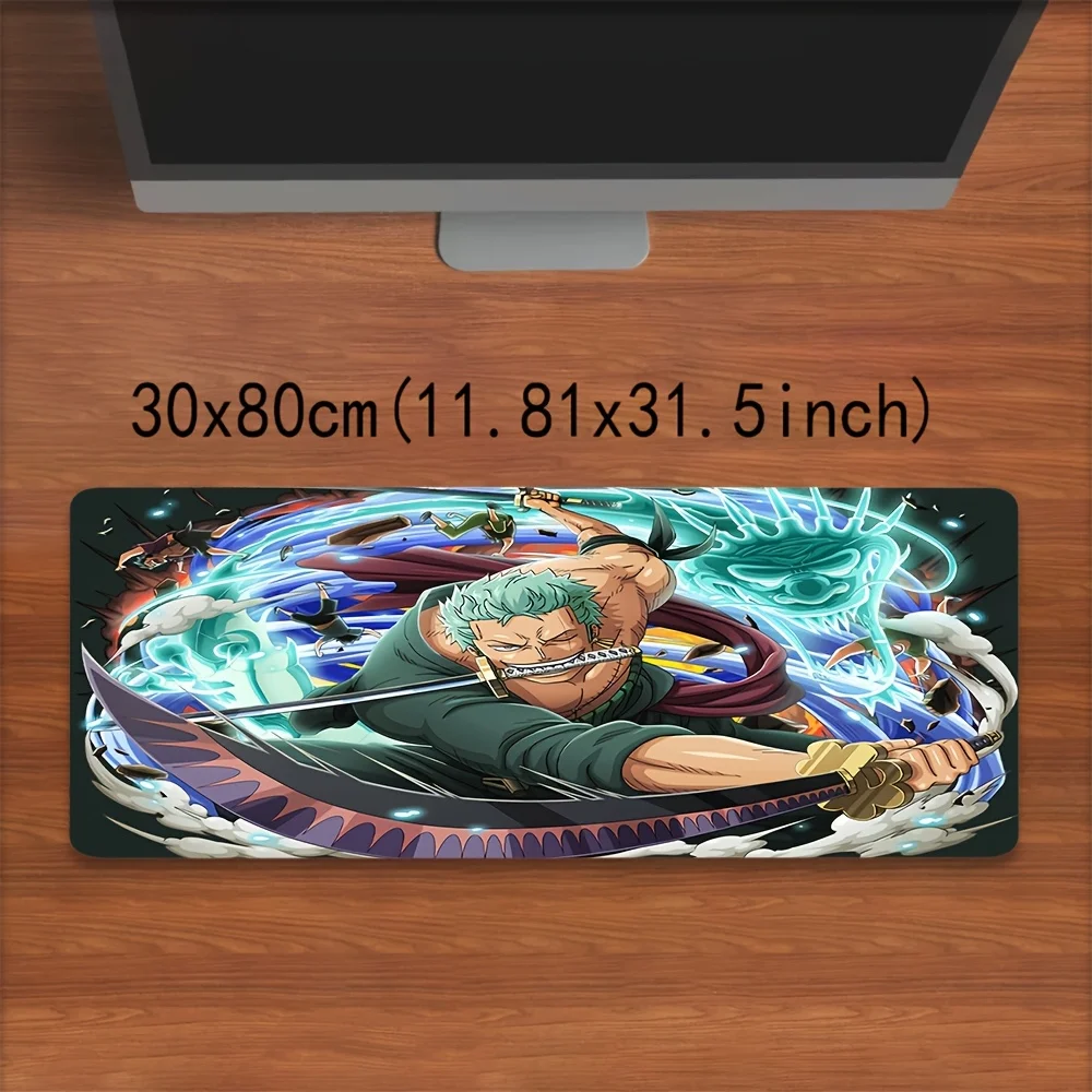 Tappetino per mouse da gioco anime R-Roronoa-Zoro - Tappetino da scrivania grande in gomma antiscivolo con opere d'arte di caratteri vibranti, ufficio durevole e giochi S