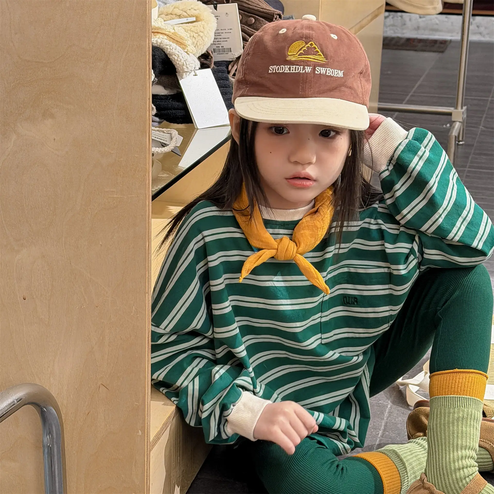 

2026 Spring New Children Long Sleeve Sweatshirt Cotton Girls Loose Striped Tops Toddler Boys Casual Pullover Kids Clothes