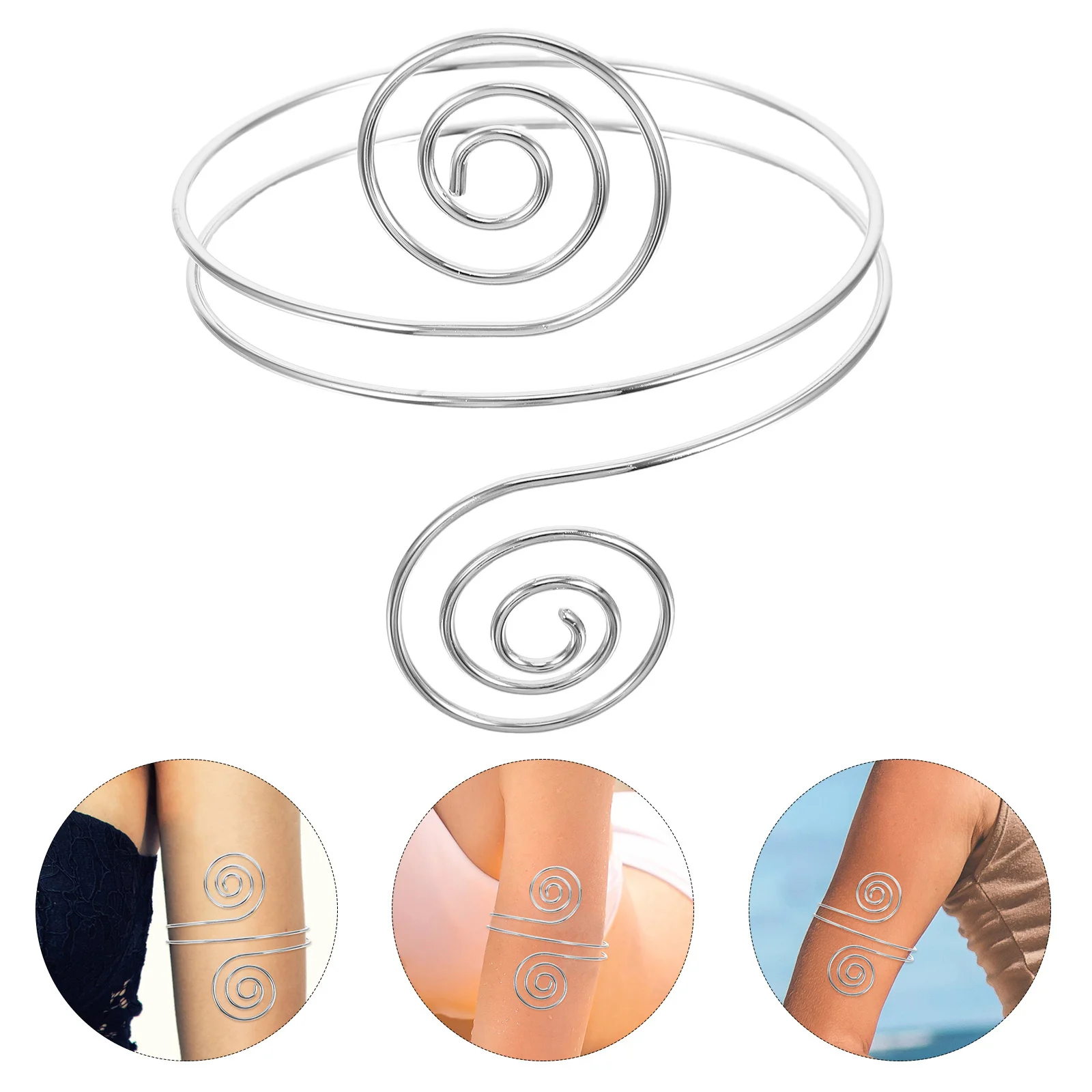 

4Pcs Metal Cuff Punk Adjustable Coil Upper Arm Bracelet Statement Jewelry Party Festival Armband Cuff Spiral Armlet