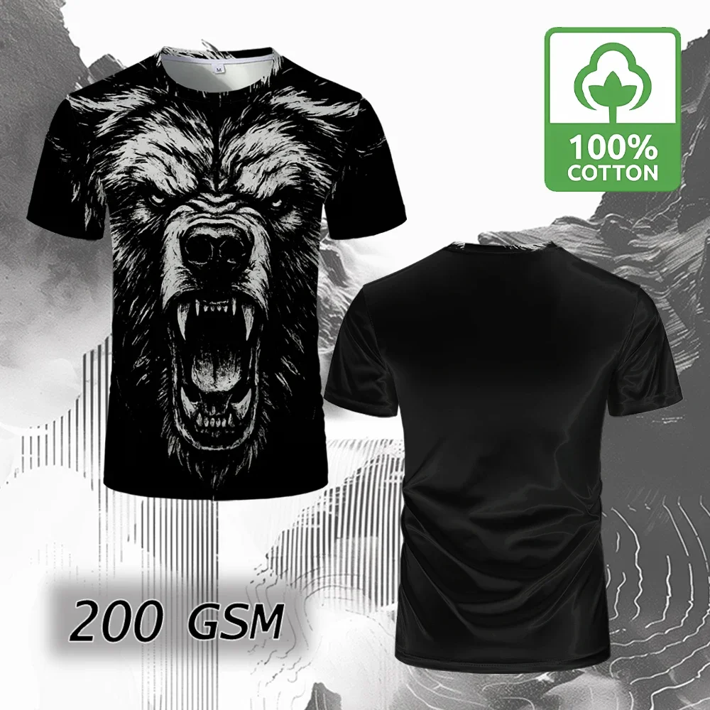 

Oversized hip-hop animal Printed T-shirt High Quality Cotton Summer Short-sleeved Tops Men's Personality Trend Casual Streetwear