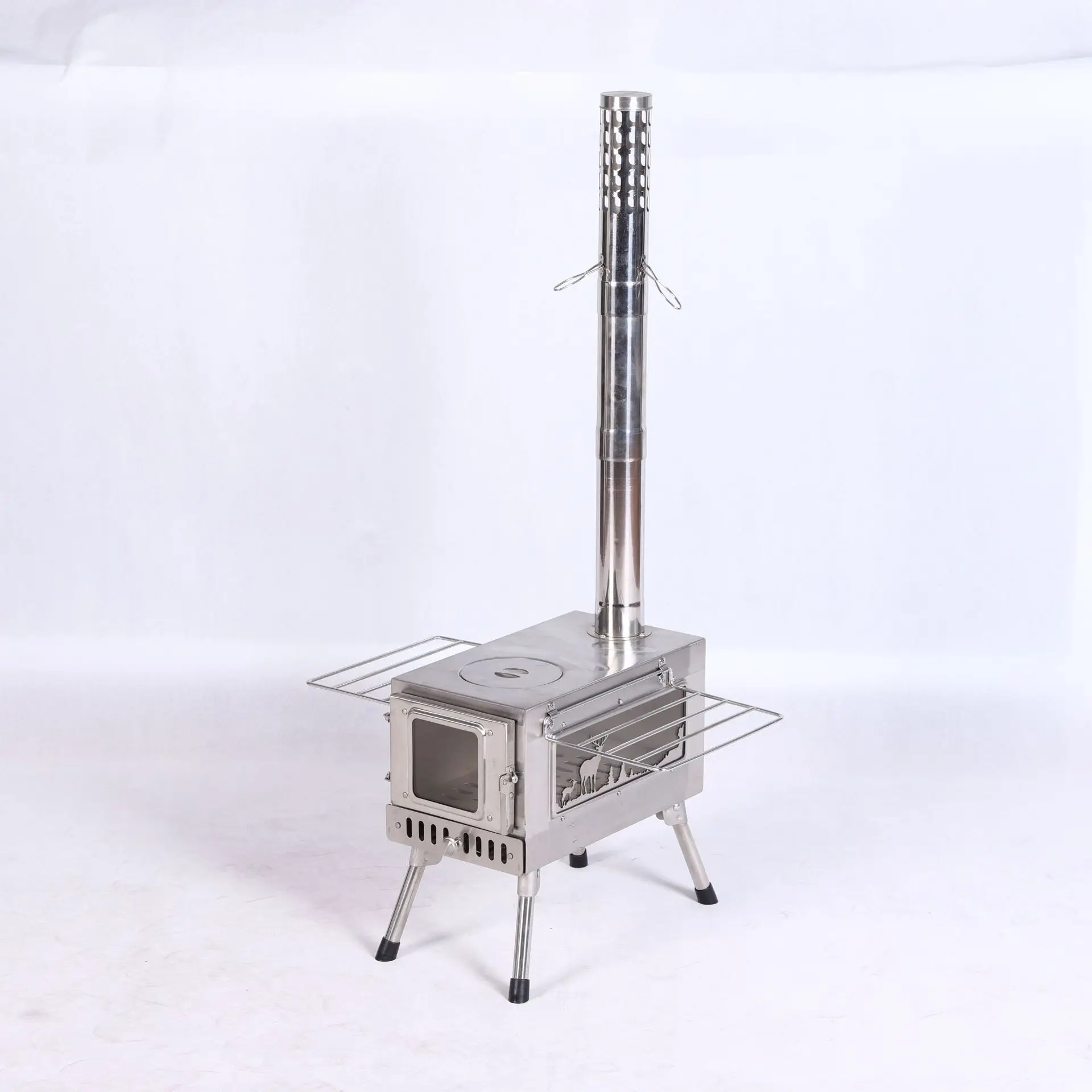 Outdoor Camping Multi-functional Stainless Steel Window Grilles Tent Stove Convenient and Foldable Wood-fired Stove