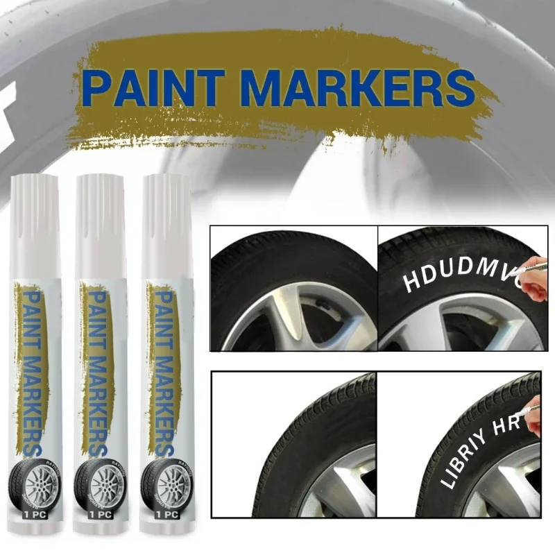 3Pieces Paint Pen For Car Tires, White Paint Pens Waterproof Tire Marker Lettering Paint Pen