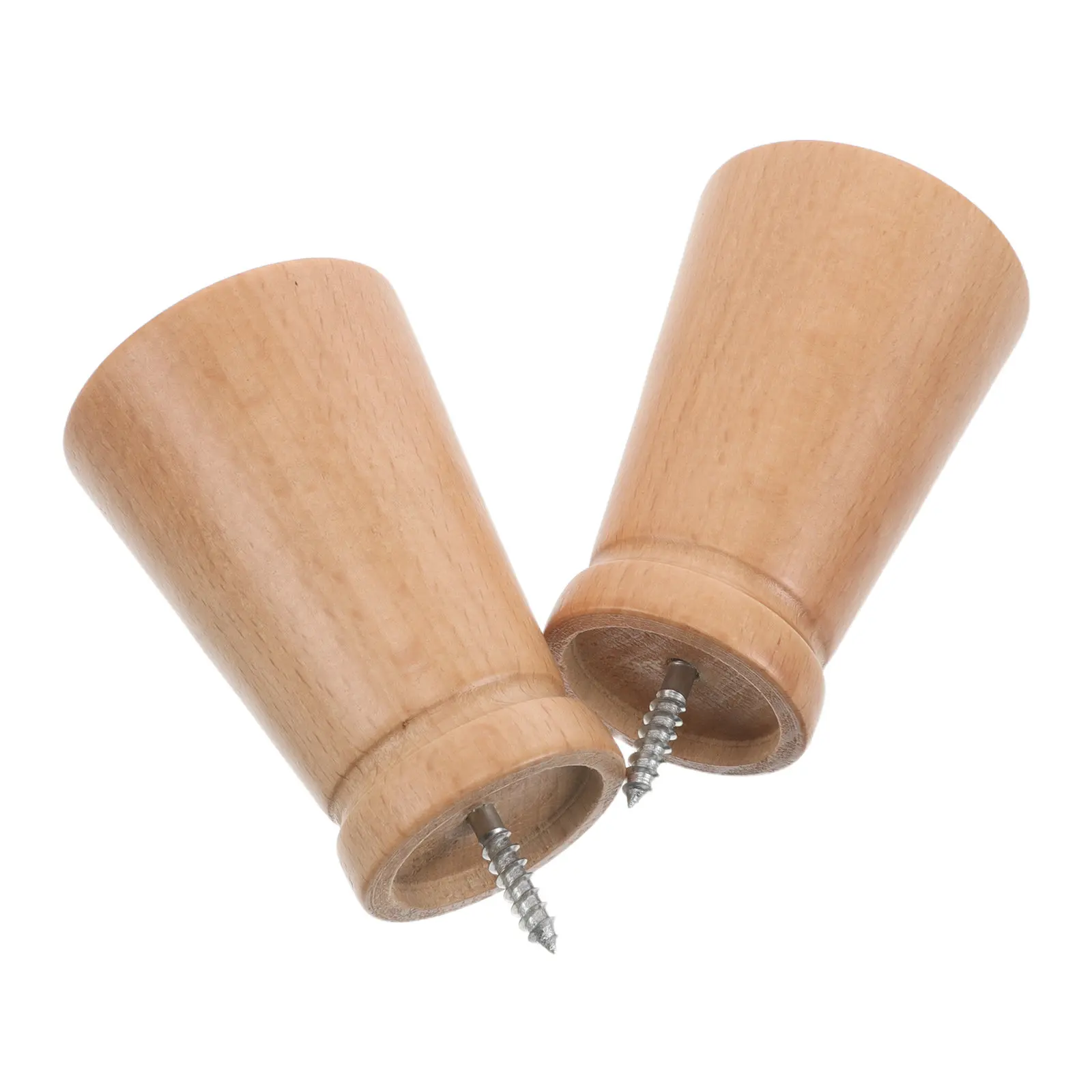 2Pcs Wooden Curtain Rod Finials Cone Shape Decorative End Caps Drapery Pole End Plug for 28Mm Window Curtain Rod Accessories