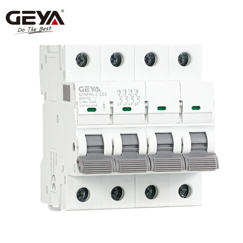 GEYA GYM9H-Z Non-polar DC MCB 12V 24V 48V 60V 110V~600V Solar Circuit Breaker Battery Protect Positive Negative Short Circuit