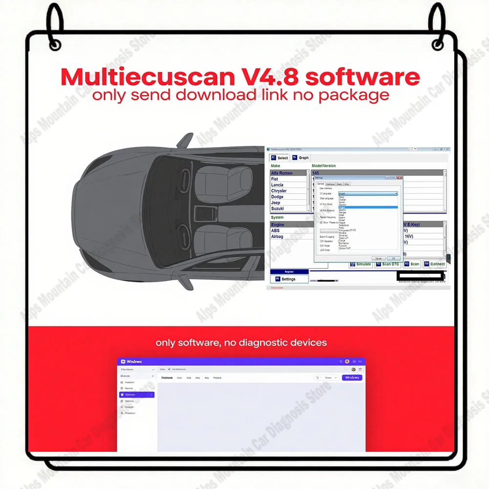 

Сканер MultiEcucan V4.8. Необмеченная активация. Поддержка различных типов автомобилей с плоским адаптером ELM327. для автоматической диагностики.
