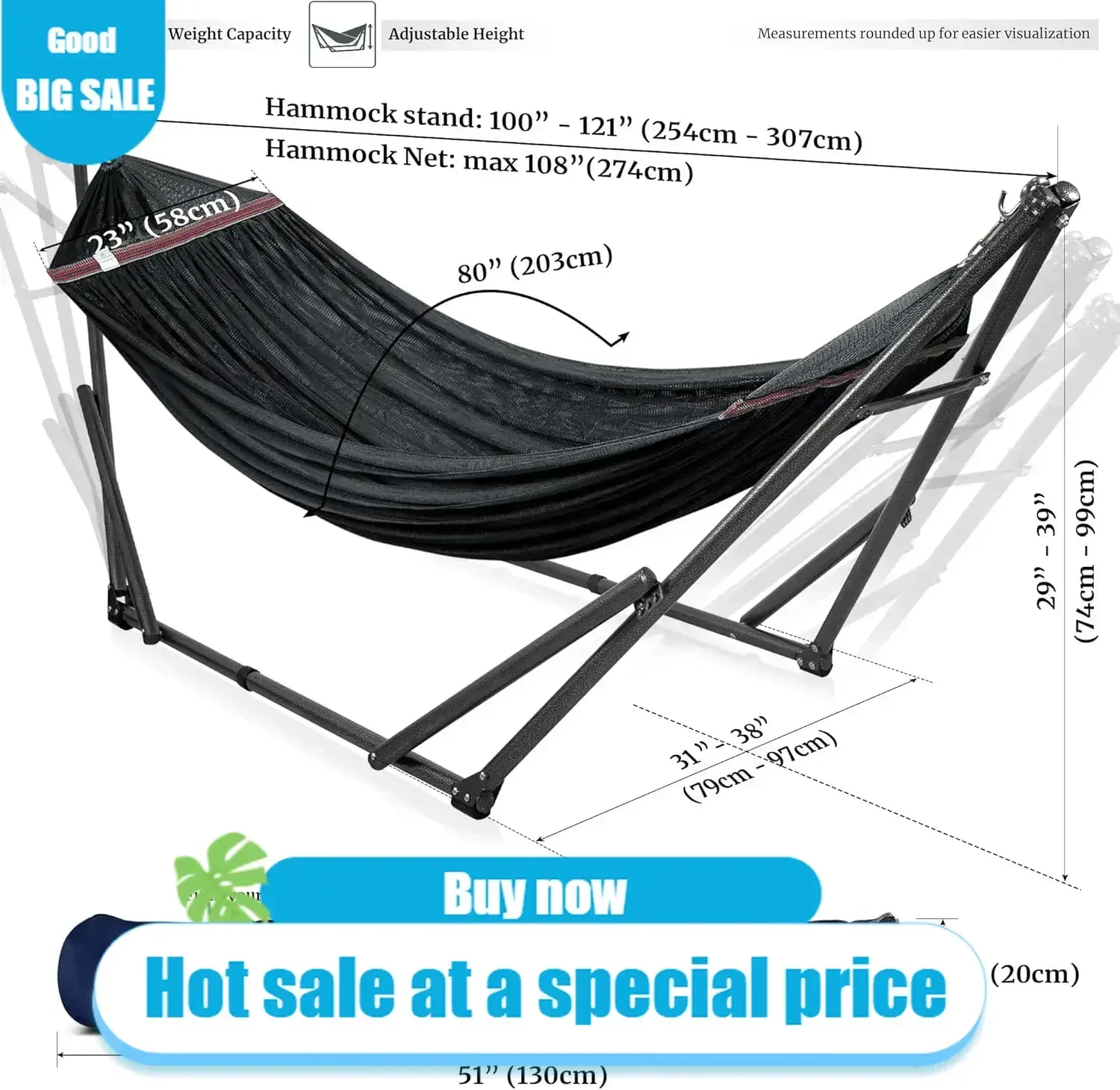 [صفقة ساخنة، عرض وقت محدود! ] 2 شخص للتخييم الثوري المحمول بدون براغي، حامل أرجوحة عالي الجودة بسعة 600 رطل، I